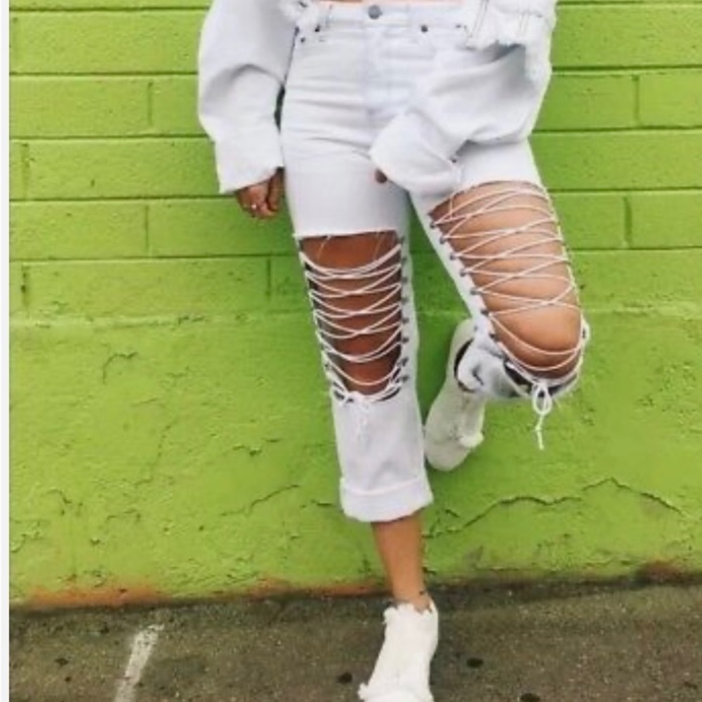 CARMAR by LF
HERMIA LACE-UP DISTRESSED JEANS